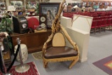 Driftwood Chair with Leather Seat.