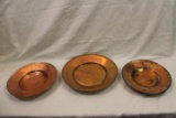 Set of 3 Solid Copper Plates.