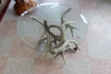 Antler End Table with Glass Top
