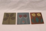 Set of 3 Van Briggle Tiles - Floral Design