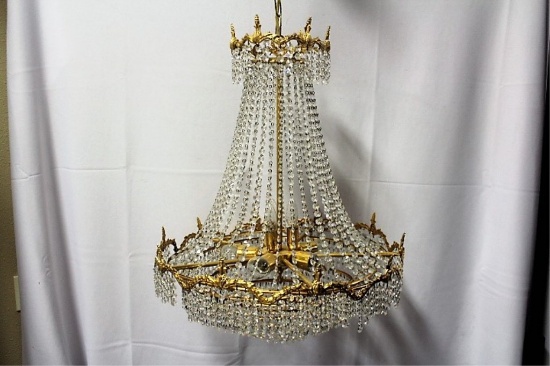 Crystal Chandelier w/Gold Accents