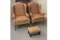 Set of 2 Wing Back Chairs w/Foot Stool