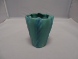 Van Briggle Vase with rope detail in Ming Blue