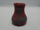 Van Briggle Small Vase with Daisy in Mulberry