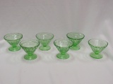 6-Piece Green Glass Sundae Cups