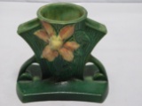 Roseville Green Vase with Flower.