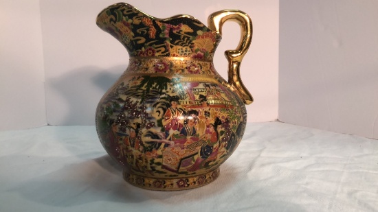 Royal Satsuma Asian Hand Painted Pitcher