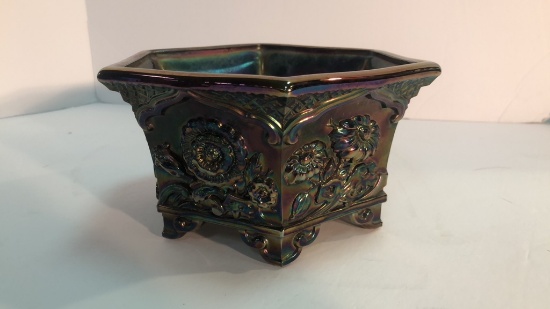 Fenton Carnival Glass Footed Planter.