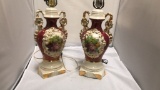 Pair of Victorian Hand Painted Table Lamps