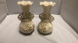 Pair of Belleek Parian Princess China Vases.