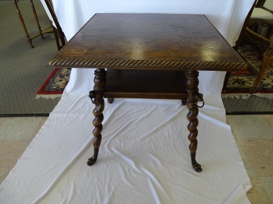 Antique Spindle Legg and Fish Foot Table.