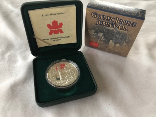 2002 Golden Jubilee Silver Proof Canadian Dollar.