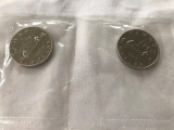 Set of 2 1969 Canadian Dollars.