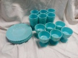 Vintage Scroll Pattern Turquoise Dishware