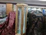 Glass Gold Curio Cabinet with Three Glass Shelves