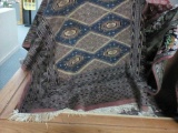 AntiqueBrown and Blue and Mauve Area Rug