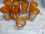 Marigold Carival Glass Drinking Glasses Set of 8