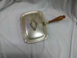 Vintage silver plated bed warmer with wood handle
