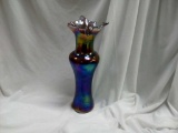 Contemporary Art Glass Vase with Threading