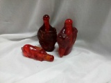 Three Chinese Cherry Color Resin Snuff Bottles