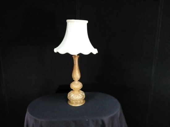 Vintage Cream and Gold Barovier Murano Lamp