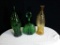 Set Of 3 Vintage Colored Glass Decanters.