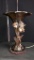 Bronze Horn And Flower Lamp.