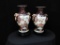 Set Of 2 Asian Hand Painted Vases