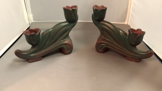 Van Brigglepottery Double Tulip Candle Holders (2)