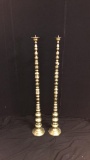 Pair Of Large Brass Candle Sticks.