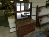 Antique Marble Top Dresser And Mirror