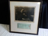 Framed Lithograph And Autographed Check