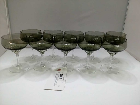 Vintaged Smoked Glass Wine Glass Set of 10