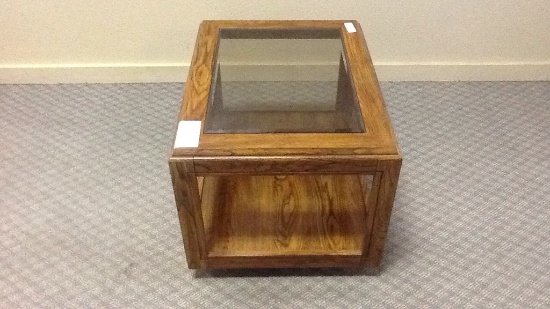 Glass and Wood Side Table