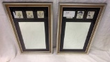 Set of Two Mirrors w/ Floral Squares at Top