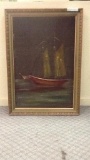 FRAMED ARTWORK- SHIP WITH SAILS