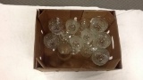 BOX OF CLEAR GLASS STEMWARE & CUPS