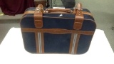 BLUE AND BROWN SUITCASE