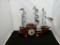 Ship Mahogany & Chrome TV Lamp & Clock