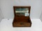 1800s Antique Wood Jewelry Box w/Key
