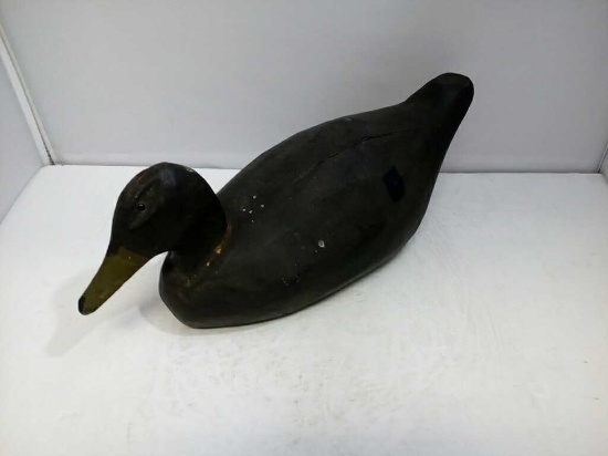 HAnd Carved Wood Duck Decoy w/Glass Eyes