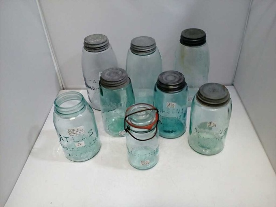 Atlas Mason Jars (Blue) Set of Eight (8)