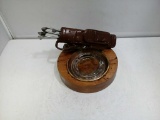 Golfers Ashtray with Wood Base
