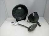 Gray Granite Funnel, Strainer, and Plate