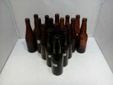 Vintage Glass Beer Bottles Qty 17
