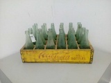 Coca Cola Wood Crate & Vintage Glass Coke Bottles