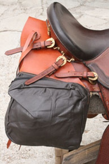 BAG 910BL - SOFT SIDED LEATHER SADDLE BAG BLK