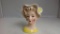 Vintage Lady  Head Vase Yellow Dress
