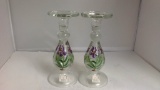 Fifth Avenue crystal crackle glass candle holders