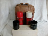 Vintage Picnic Bag with 2 thermus and Lunch box